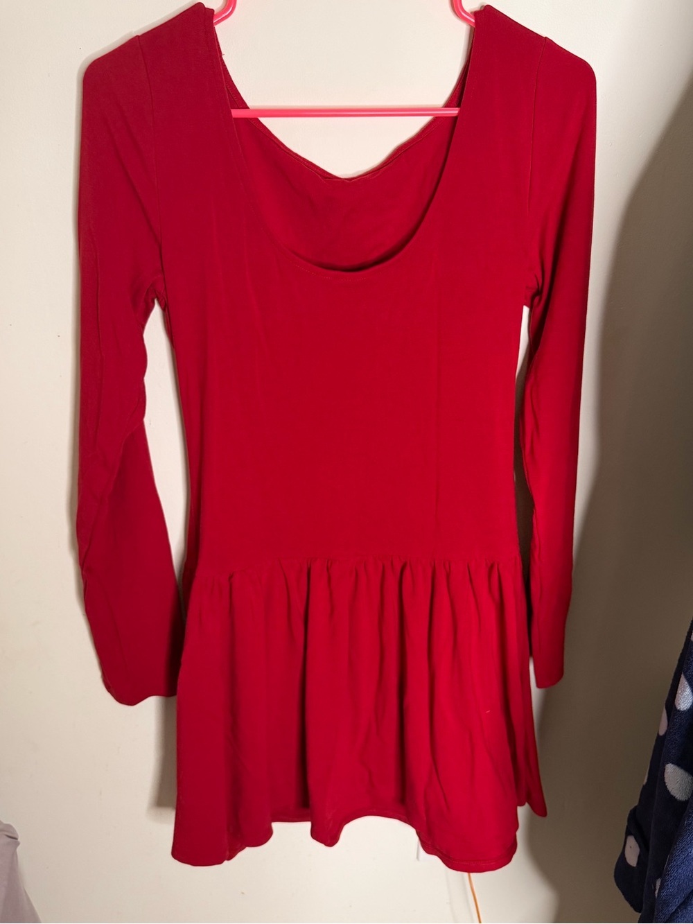 GAP Red Long-Sleeve Peplum Casual Dress - Picture 2 of 3